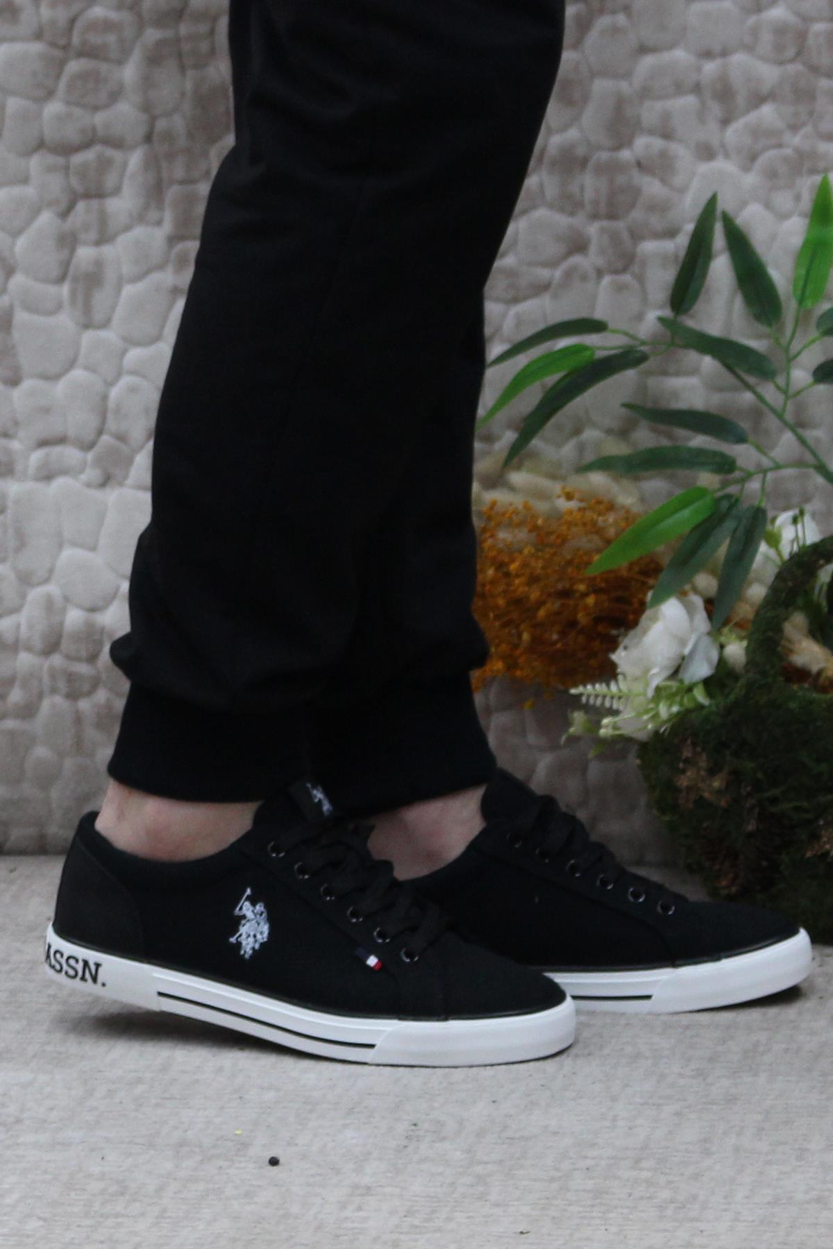 یو اس پولو کفش کتانی مردانه طرح کتانی مشکی اورجینال U.S. Polo Assn. Teo Tex