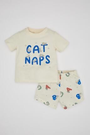 Erkek Bebek Baskılı Penye Kısa Kollu Şort Pijama Takımı C1505A524HS