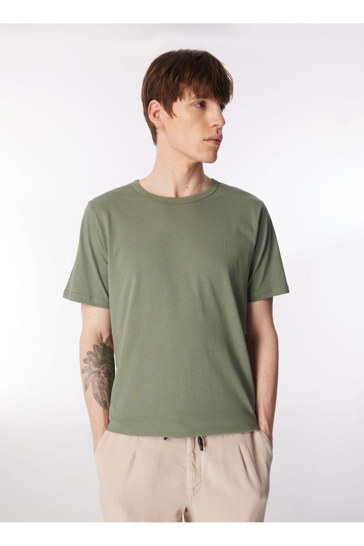 Wrangler تی شرت مردان سبز رنگ یقه دوچرخه W241575275
