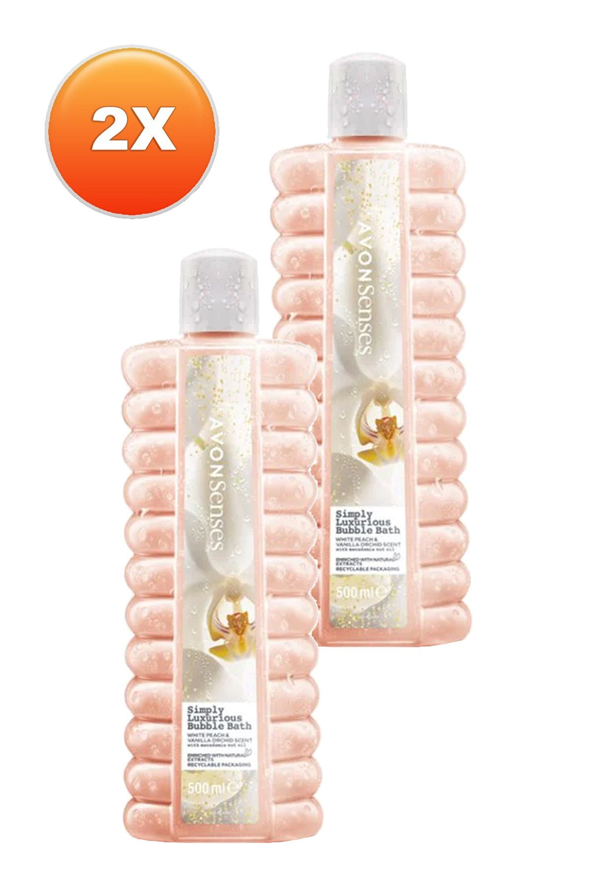 حباب حمام معطر هلو سفید لوکس و وانیلی 500 میلی لیتری. مجموعه دو تایی Avon