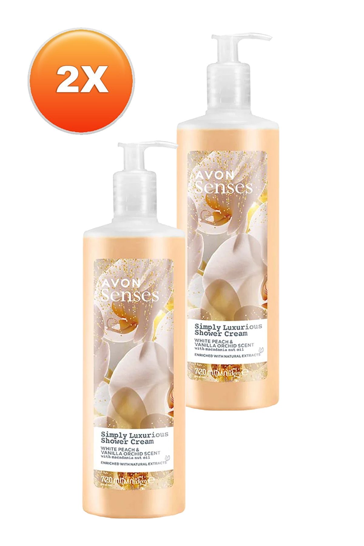 کرم دوش معطر 720 میلی لیتری ساده لوکس هلو سفید و ارکیده وانیلی. مجموعه دو تایی Avon
