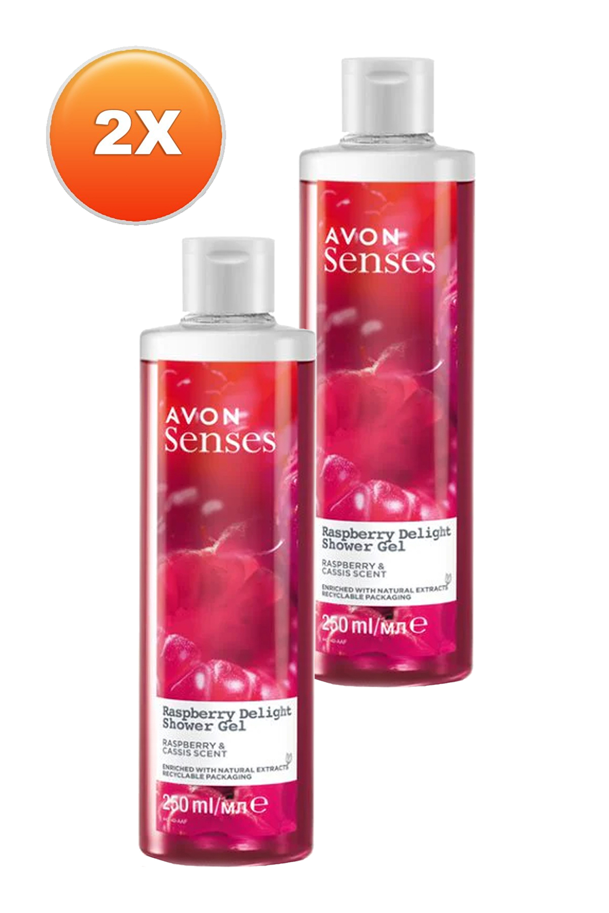 ژل دوش معطر تمشک و انگورت سیاه Raspberry Delight 250 میلی لیتر. مجموعه دو تایی Avon