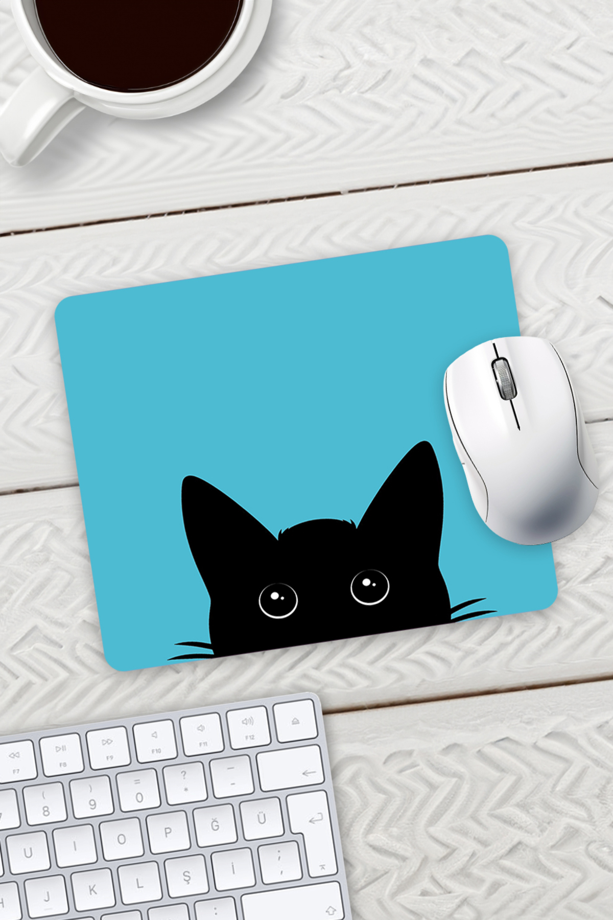 Blue Color Cat Printed Mouse Pad 23x19cm Mouse Pad Anti-Slip Base
