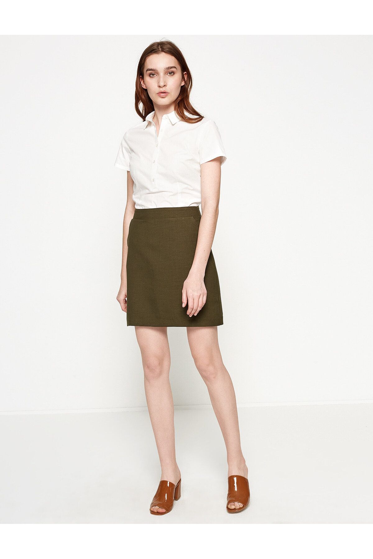 Koton-Women's Green Skirt 7YAK72795UW 1