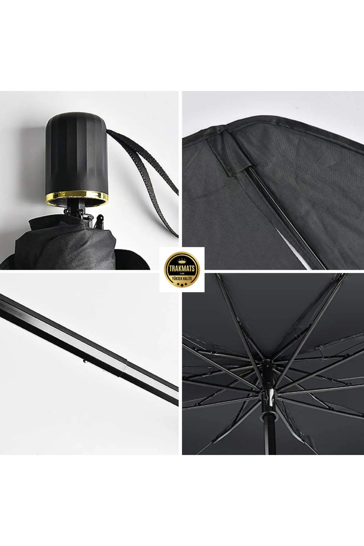 TRAKMATS-Opel Kadett Universal Car Interior Windshield Foldable Umbrella Sunshade Black 4