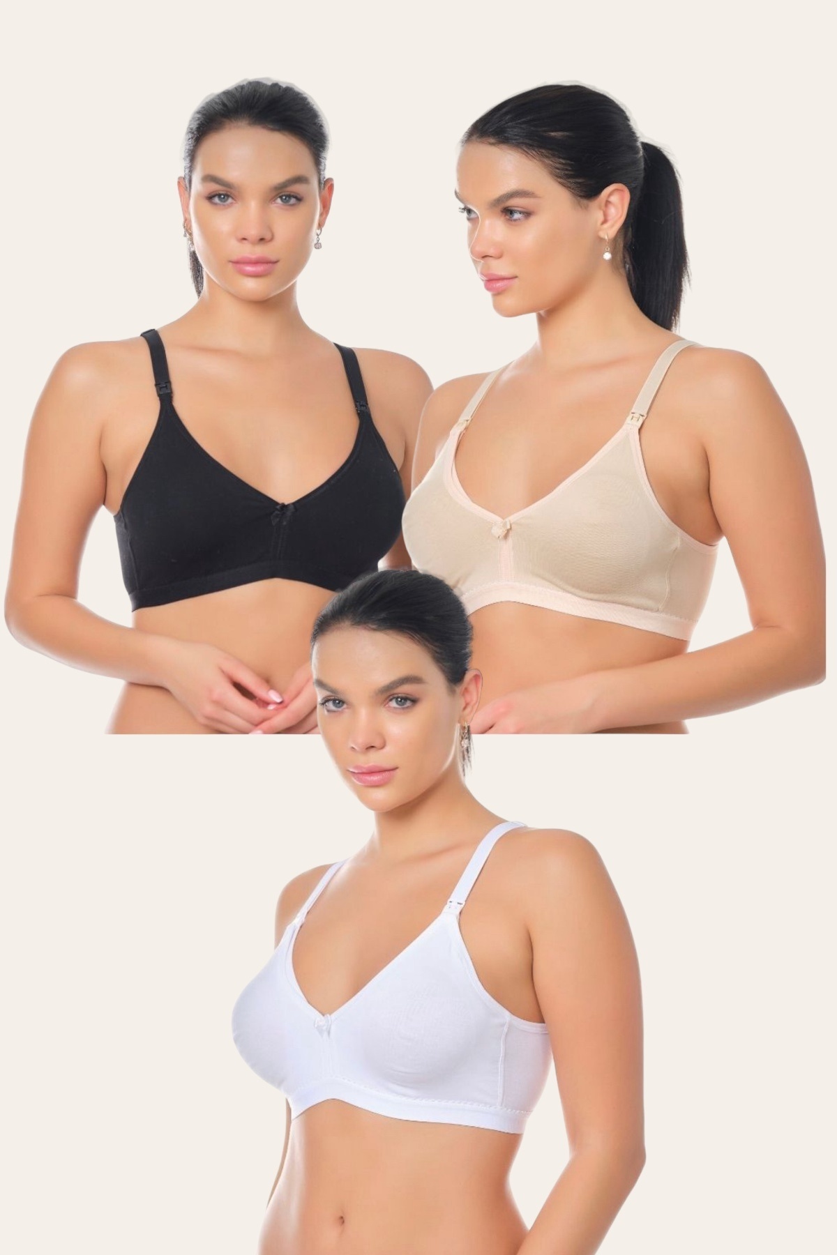 MAANGE 3 Renk Çıkarılabilir Pedli Bebek Emzirme Sütyeni