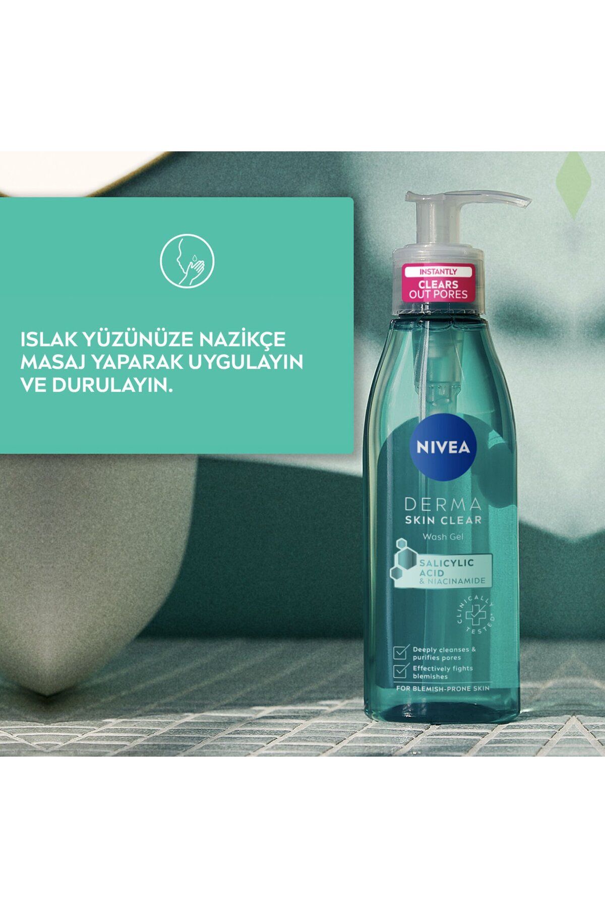 ژل پاک کننده صورت ضد آکنه Nıvea Derma Skin Clear 150ml NIVEA