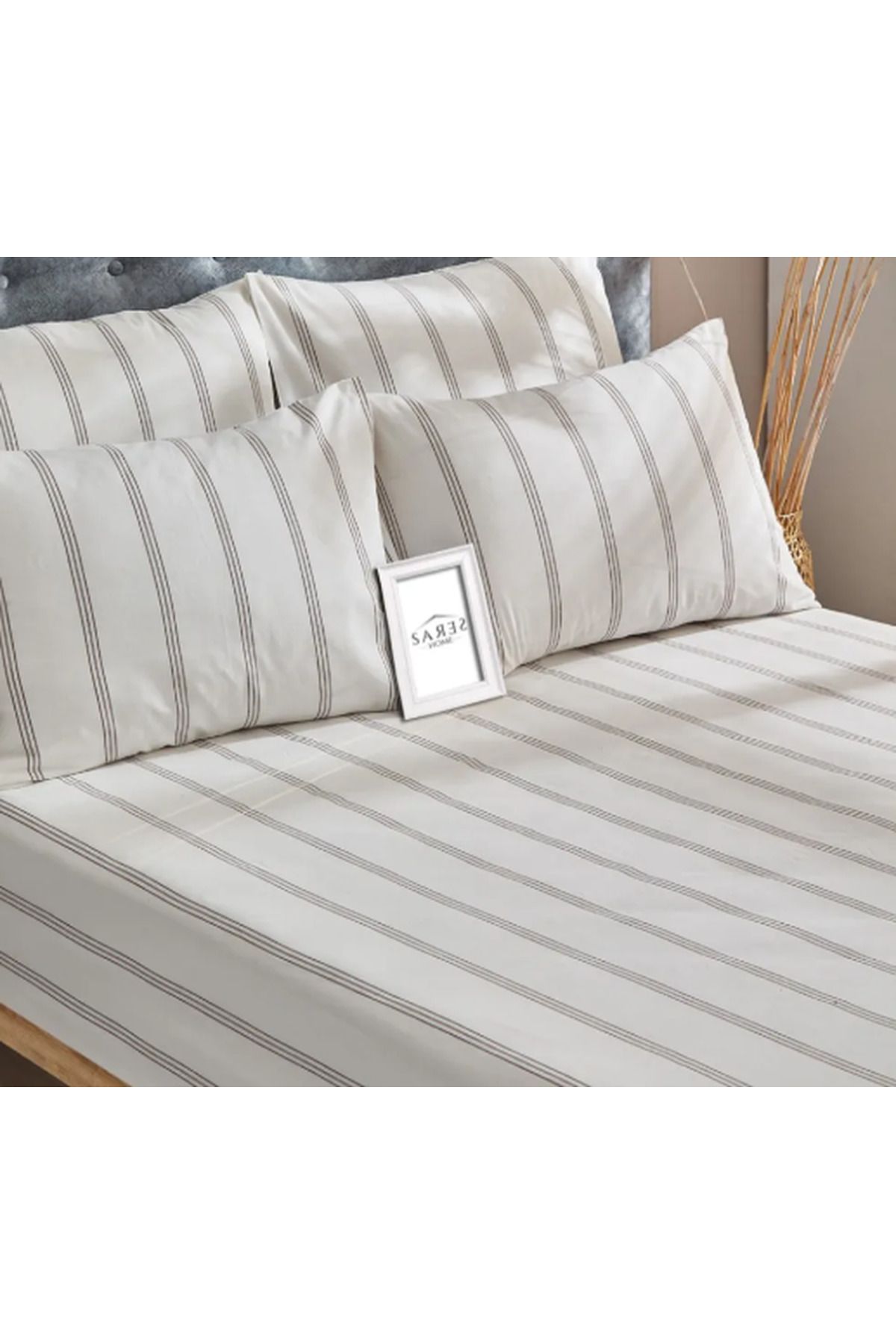 Sares Home-Atlantis Striped Pattern Single Elastic Sheet Set 4