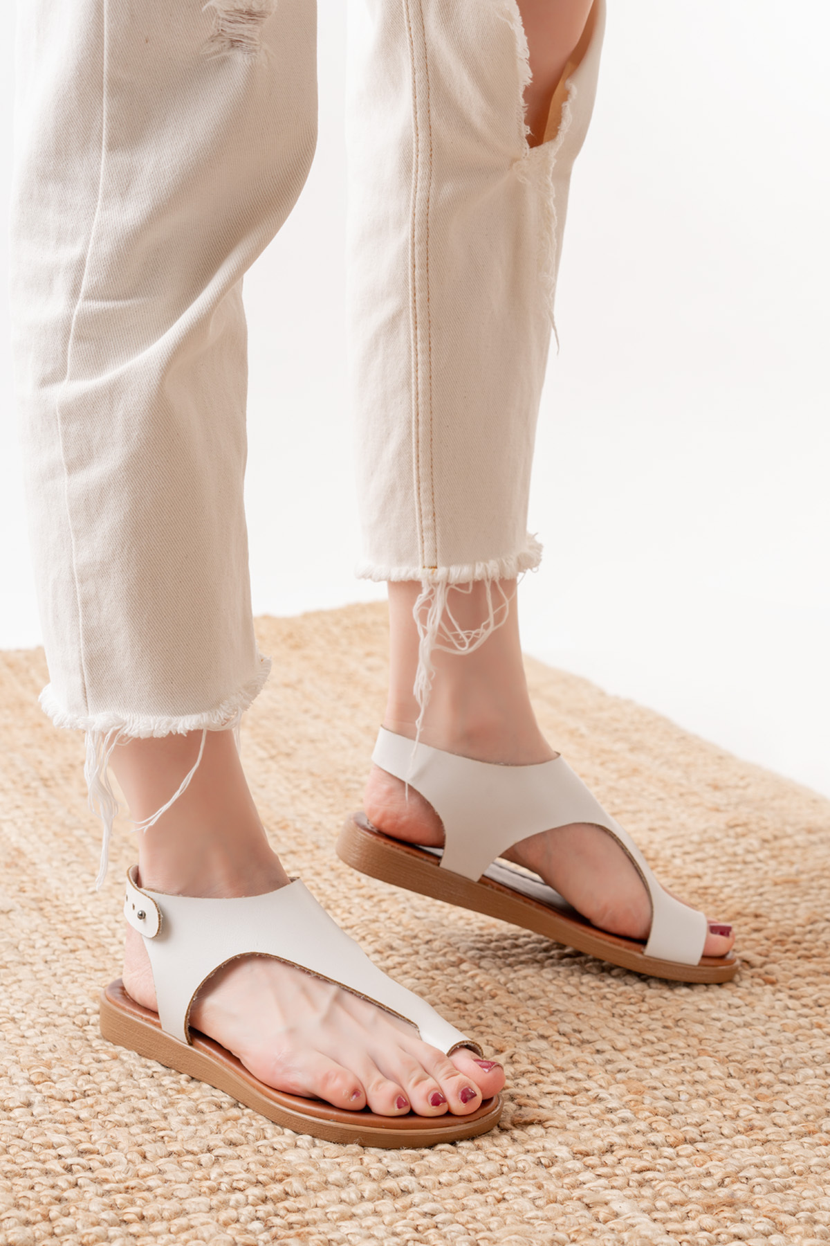 صندل زنانه سفید ünverdi | 837 اورجینال - تصویر 4