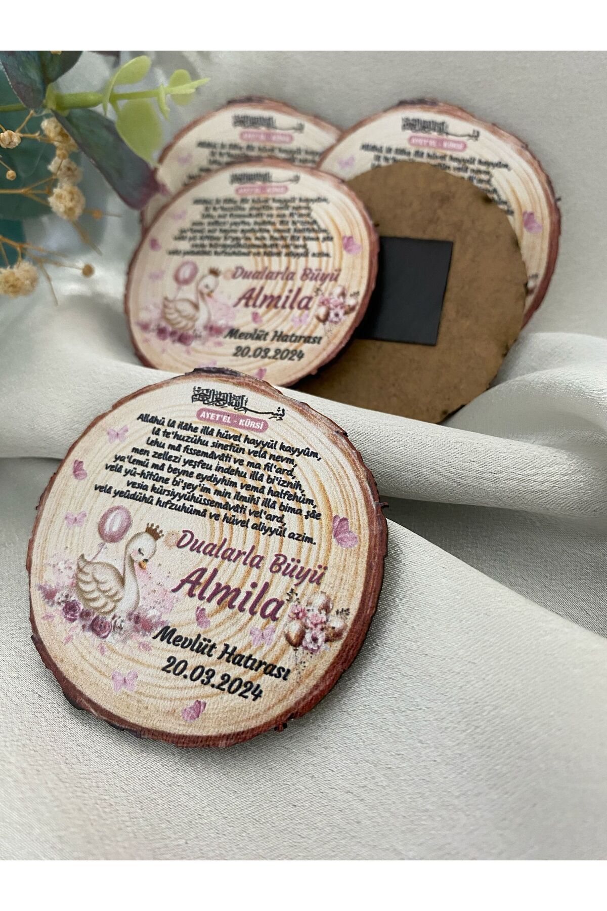 Gizem Graphic Kuğu Temalı Kız Bebek Ahşap Magnet 20'li Paket fotoğrafı 4 (önizleme)