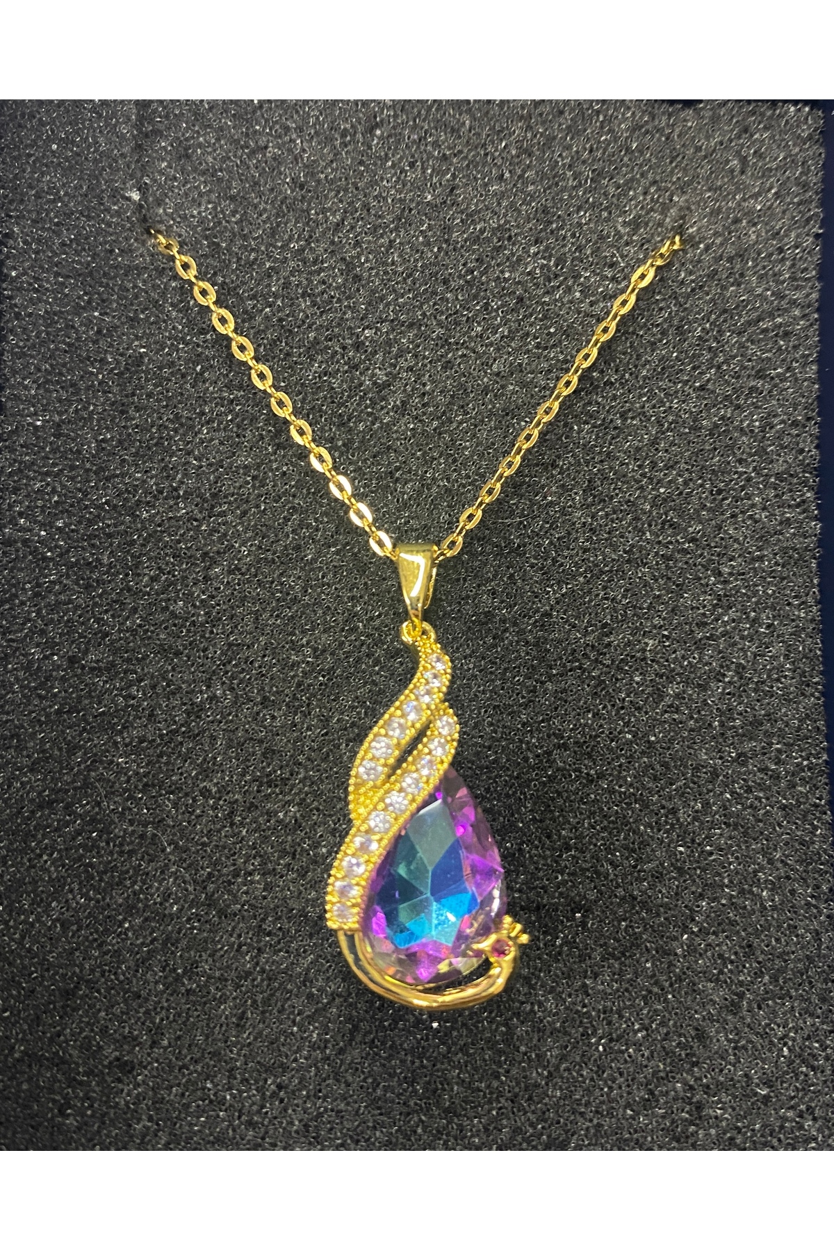 Çelik Mor Kristal Kuğu Kolye