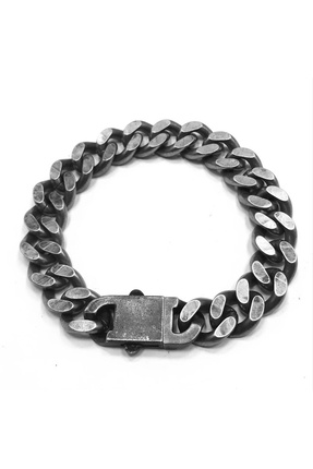 Volfram Eskitme Çelik Erkek Zincir Bileklik
