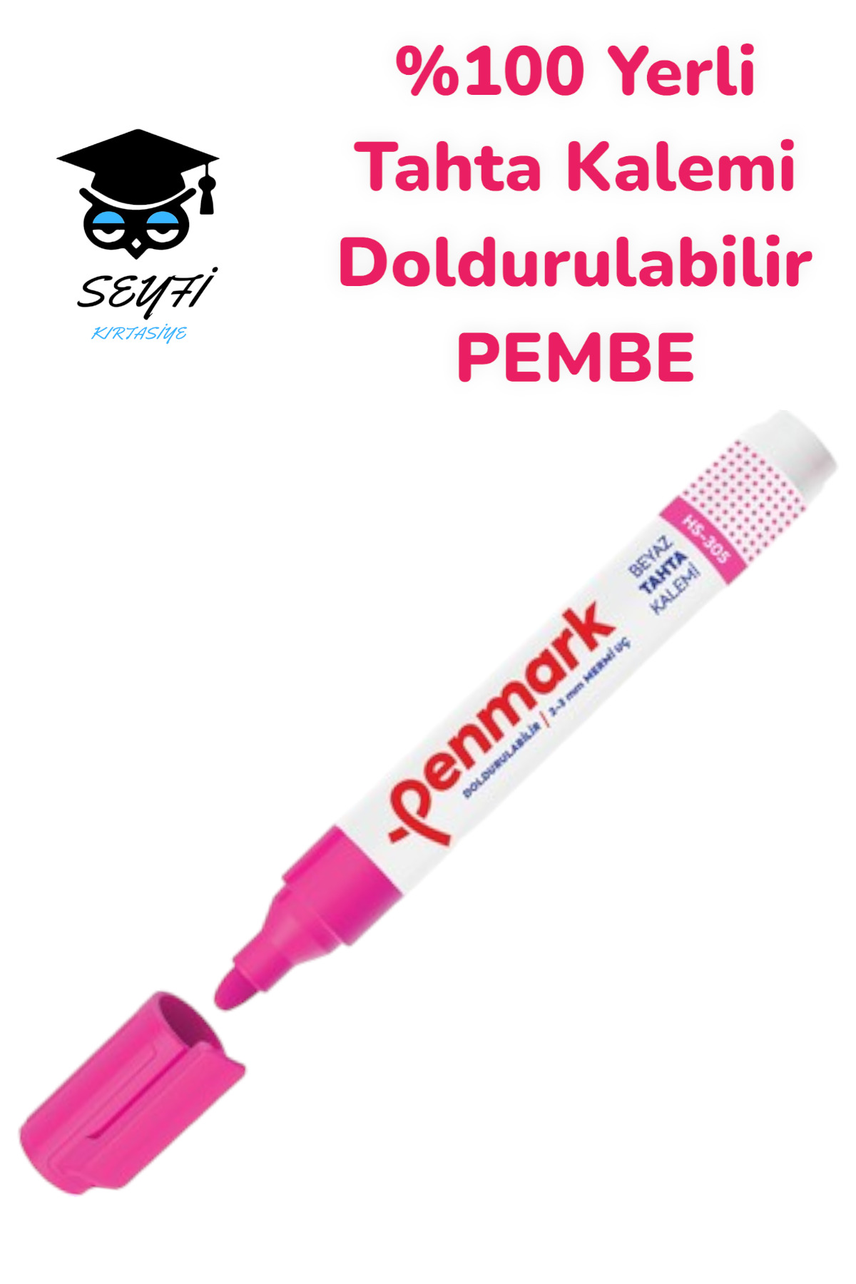 SEYFİKİRTASİYE %100 Yerli Beyaz Tahta Kalemi Pembe