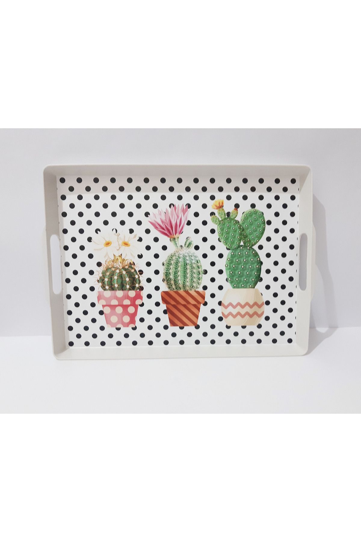 renkli çiçekler-Tea Tray Rectangular Patterned Plastic Tea Tray 38x28x3.5 CM 2