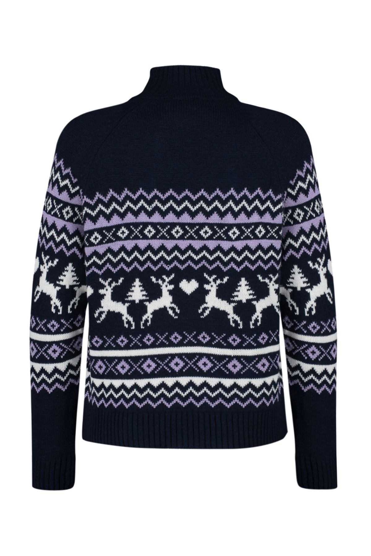 Trendyol Collection-Pulover din tricotaje cu modele cu tema de Crăciun bleumarin TWOAW23KZ01590 8