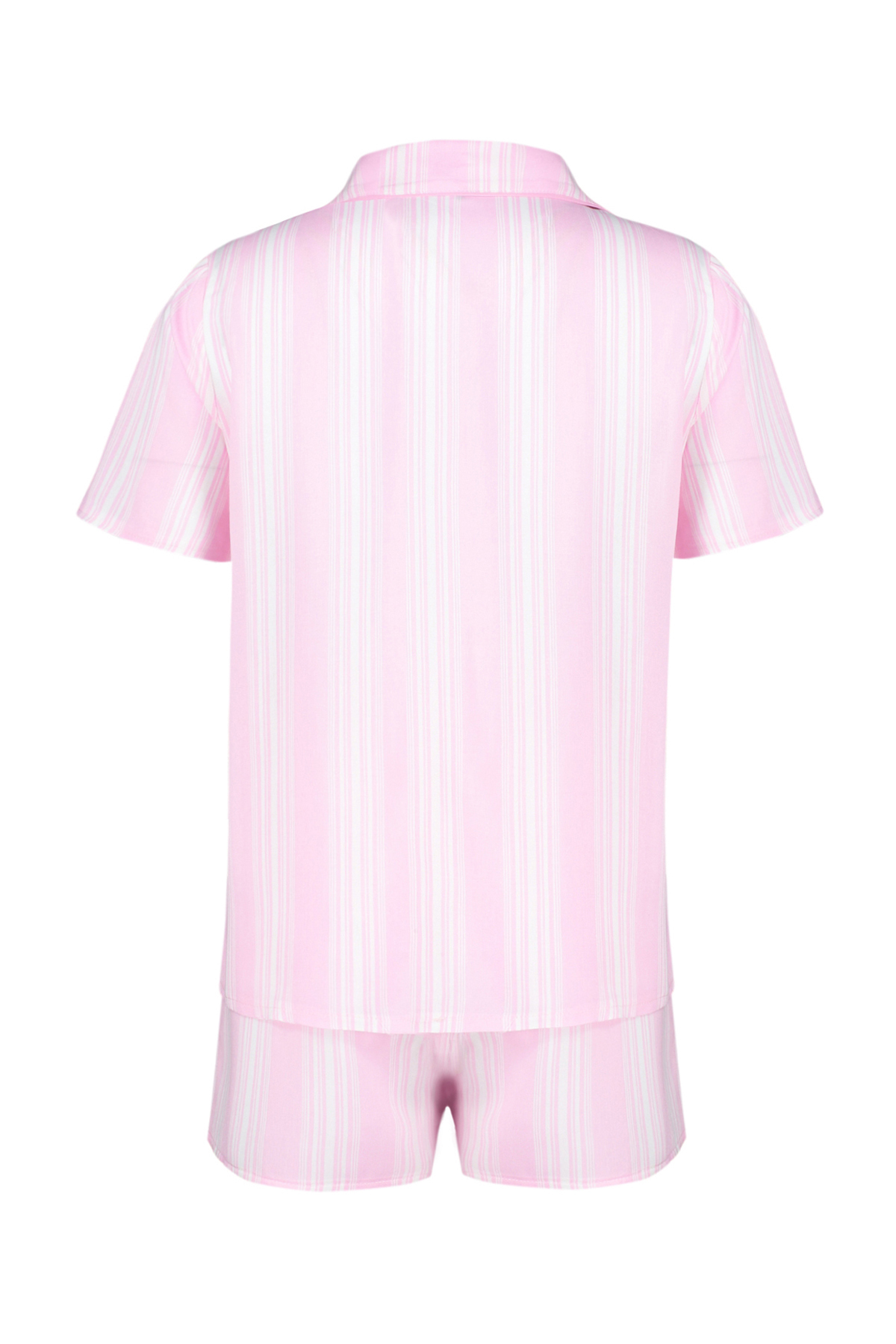 Trendyolmilla  Pembe Çizgili Biye Detaylı Viskon Şortlu Dokuma Pijama Takımı THMSS24PT00279 - Görsel 8