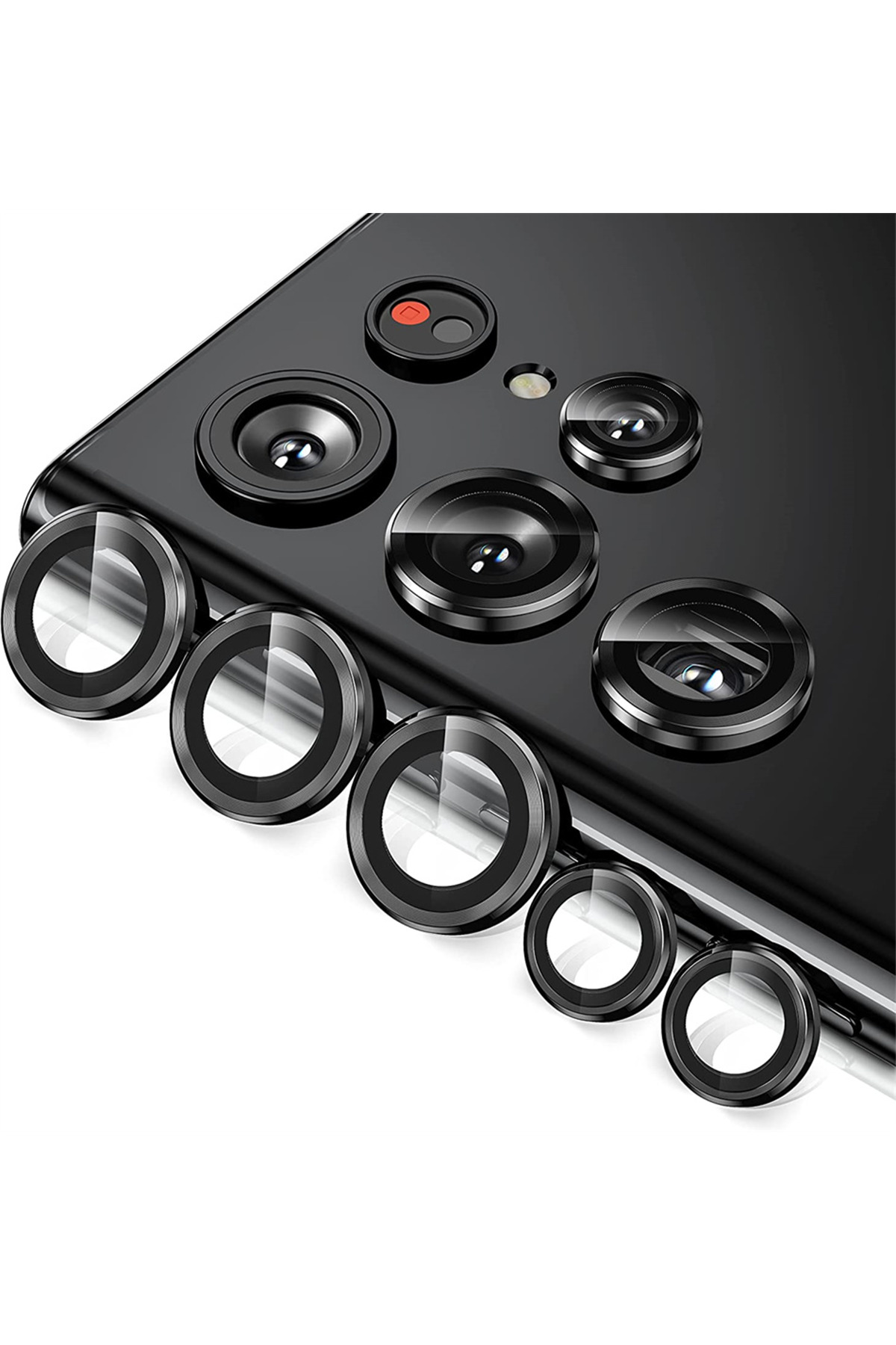 "Black" Color Samsung S23 Ultra Compatible Full Coating Metal Frame Premium Sapphire Glass Lens Protector