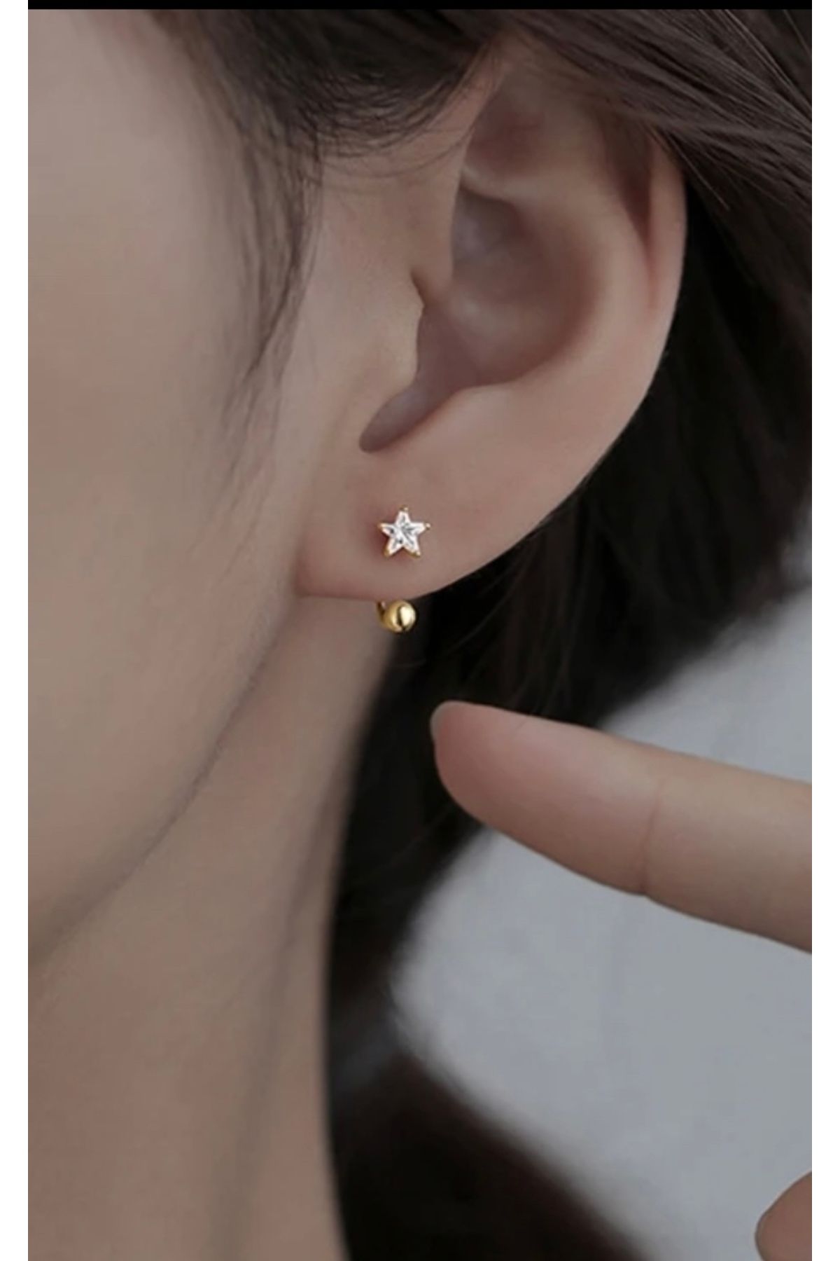 Kore tarzı yıldız model kulak memesi helix kıkırdak conch piercingi