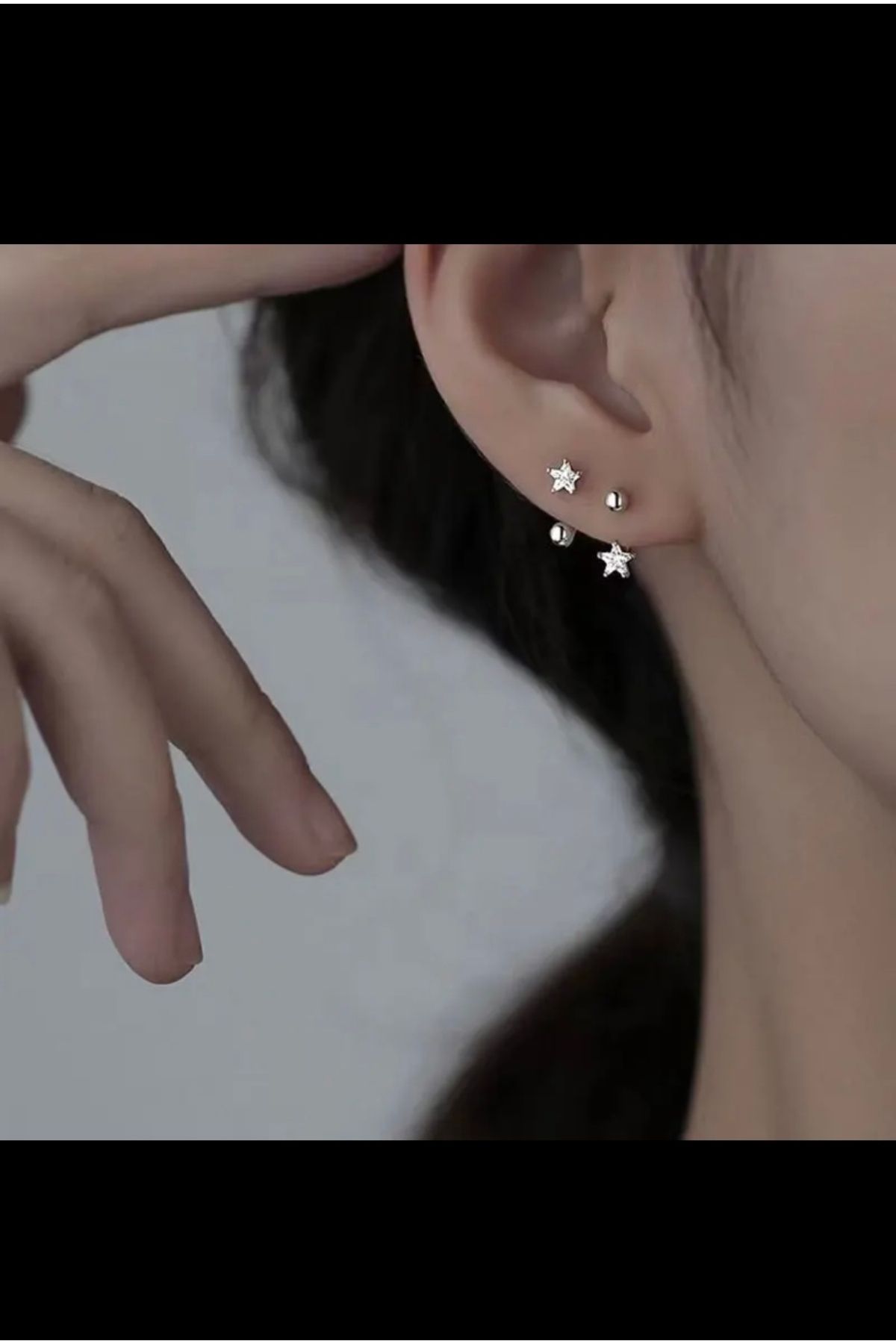 Kore tarzı yıldız model kulak memesi helix kıkırdak conch piercingi