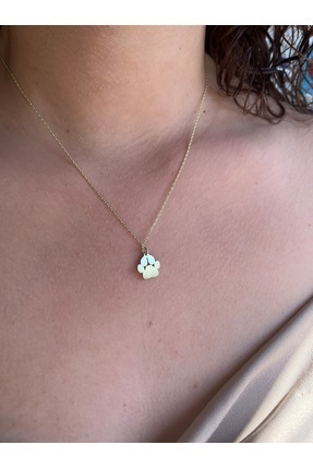Jewelrydiary Gümüş Altın Renk Pati Kolye - Pati Kolye - Kedili Kolye - Kedi K...