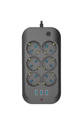 MATECHNO 6'lI Termal Akım Korumalı Priz 3x USB Giriş