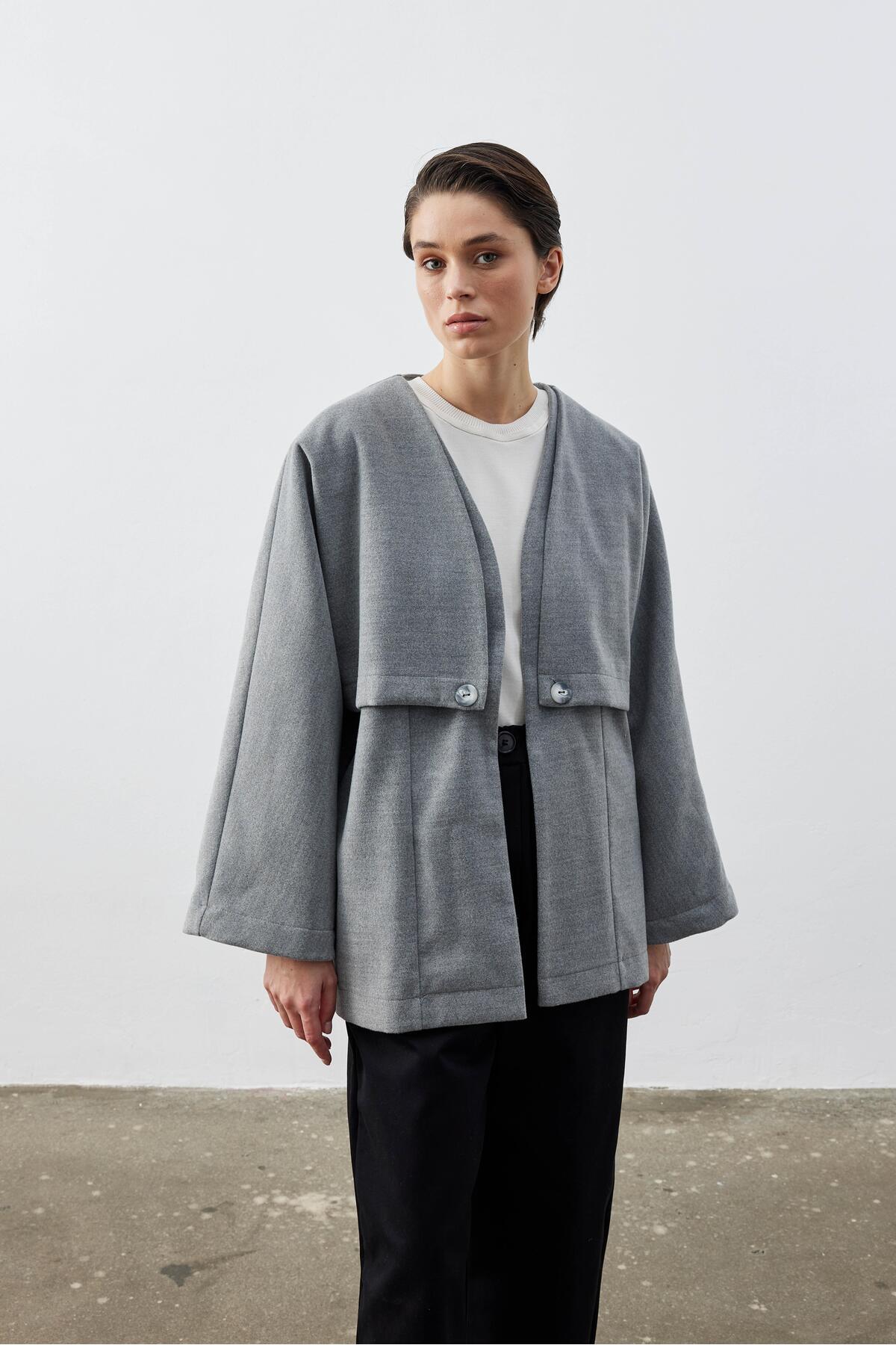 Birfil  Kaşe Gri Ceket Yelek - Görsel 6