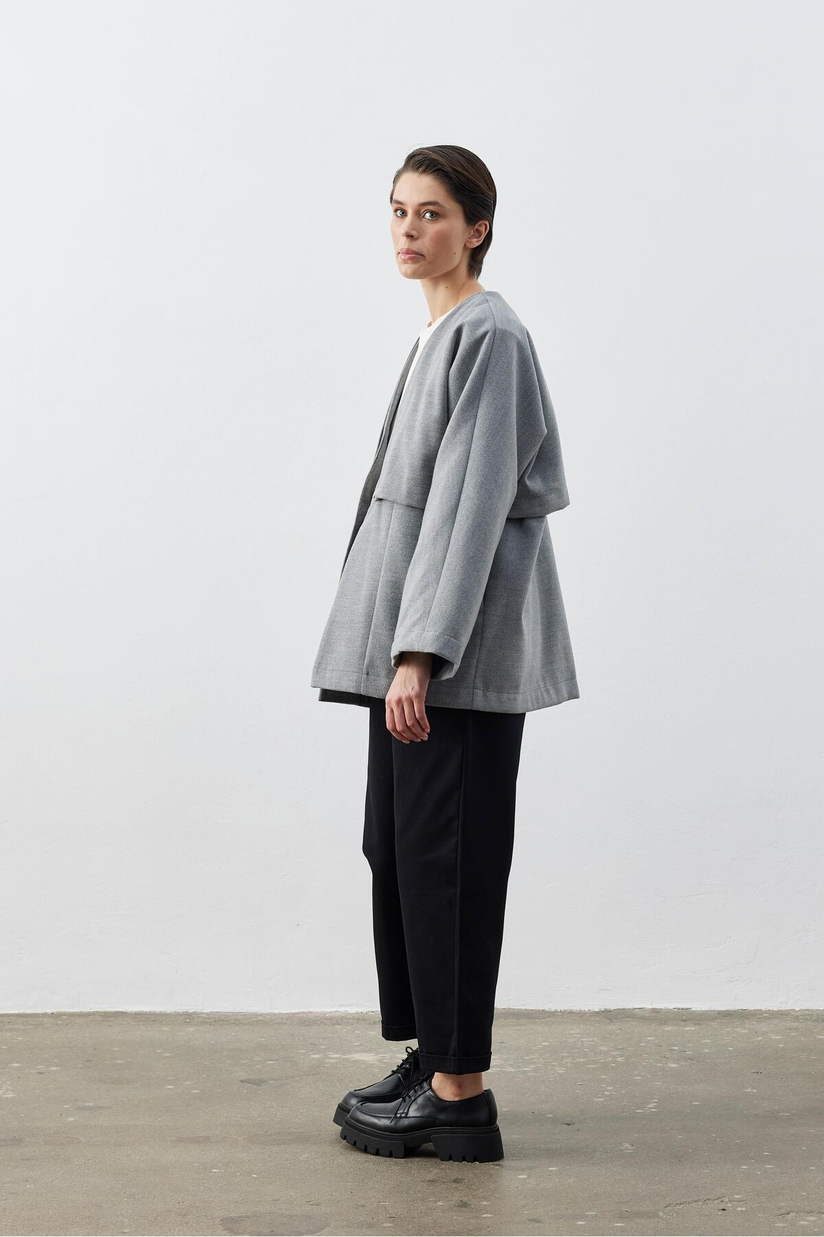 Birfil  Kaşe Gri Ceket Yelek - Görsel 5