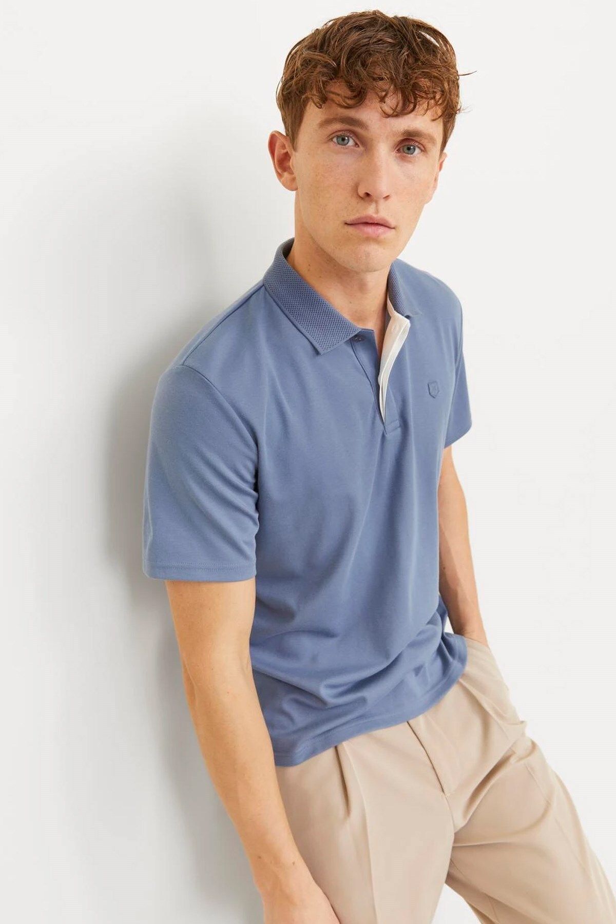 تی شرت یقه پولو آبی مردانه POLO YAKA T اورجینال Jack Jones Jack & Jones