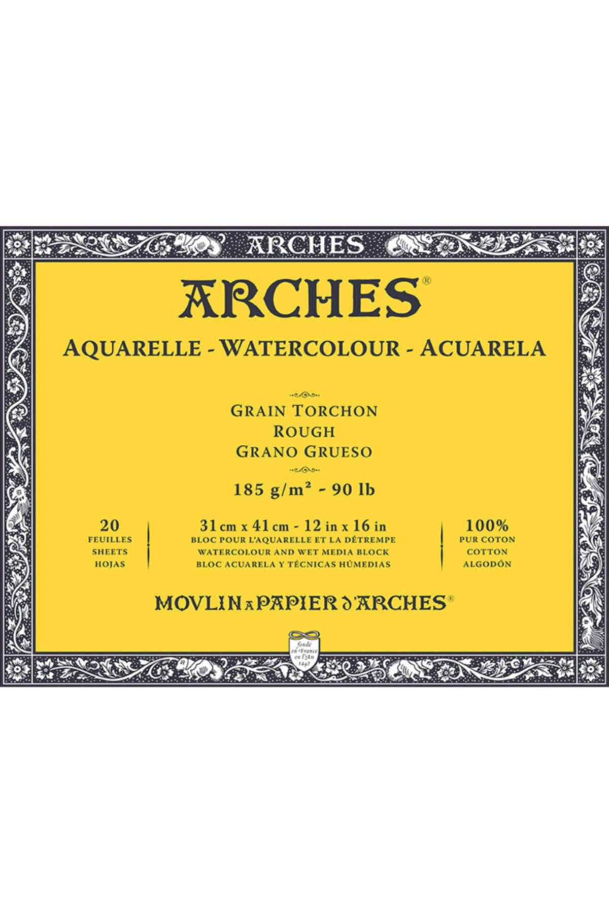 Arches-Water Color Block Notebook Rough 185g 20 Sheets 31x41 1