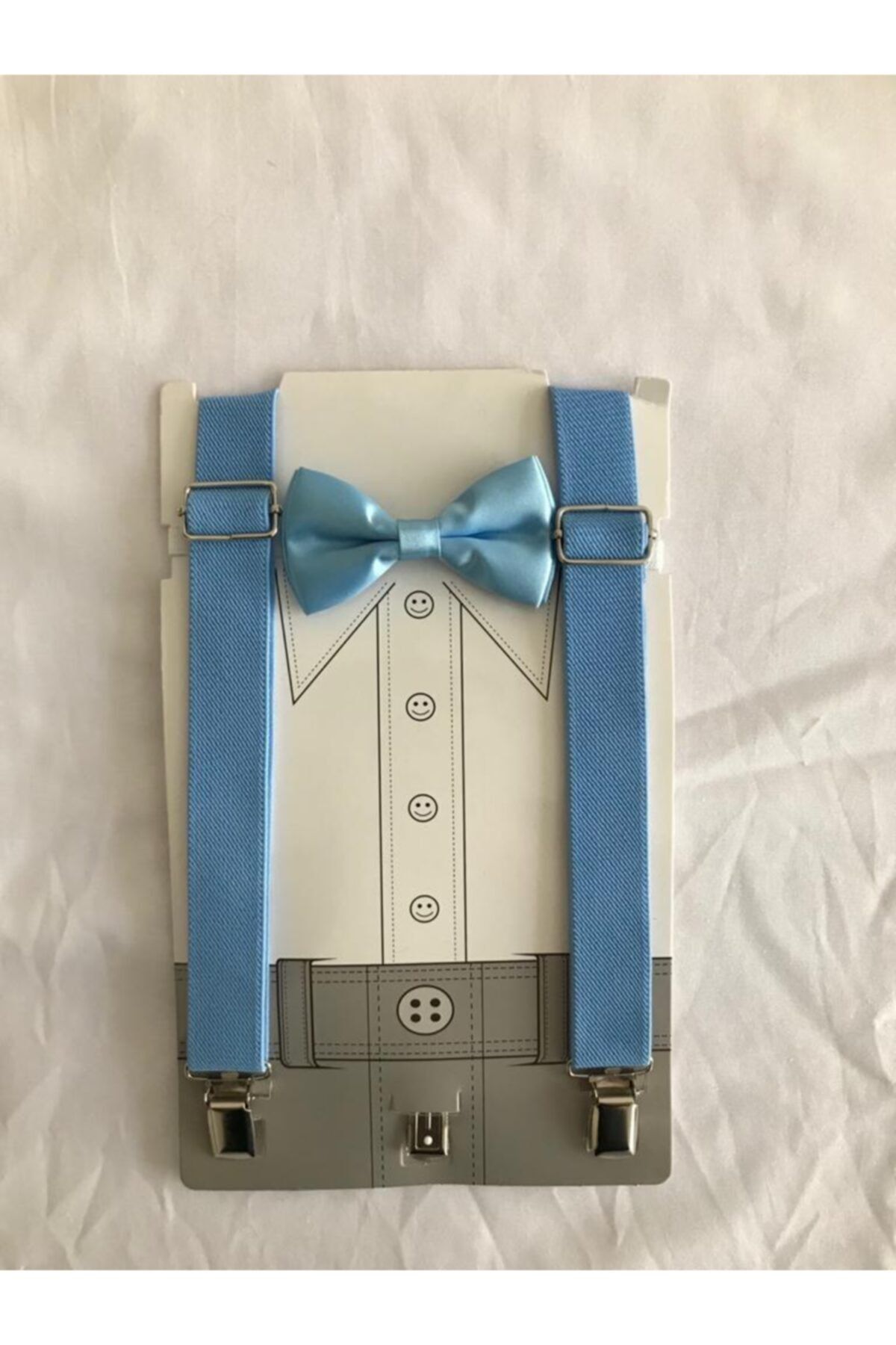 Baby blue bow tie and best sale suspenders