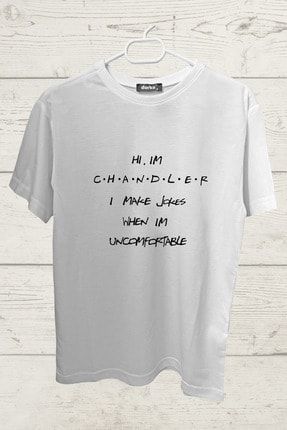 Unisex Beyaz Friends Hi I'm Chandler Tasarımlı Tişört DRKT3019