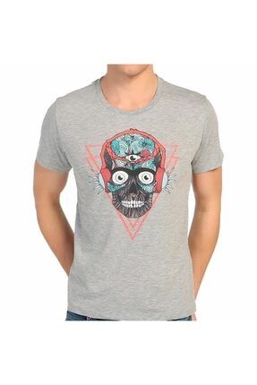 - Stereo Skull Gri Erkek T-shirt Tişört B111-517g