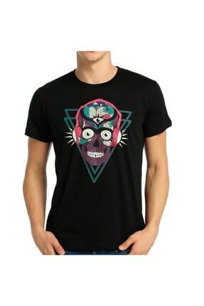 - Stereo Skull Siyah Erkek T-shirt Tişört B111-517s