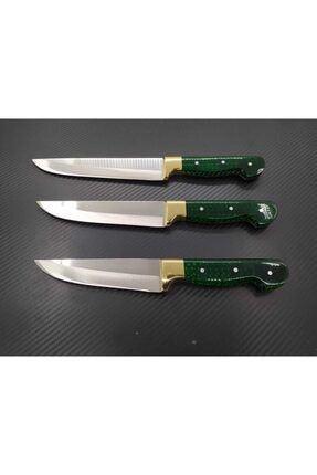 Yeşil Mika Saplı 3'lü Mutfak Bıçağı Seti 055454591260061
