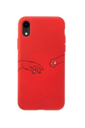 Iphone Xr Hand And Paw Premium Silikonlu Kırmızı Telefon Kılıfı MCIPHXRLHNDPW