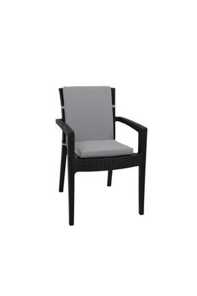 Anemone Klasik Yüksek Arkalıklı Sandalye Minderi Gri 40x85 KSC30M