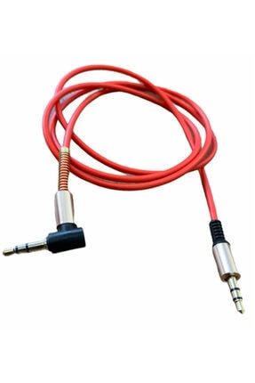 Kırmızı 1mt Aux 3.5mm Auks Ses Aktarma Kablosu Metal Koruma Kırmızı Renk ATAAUX14
