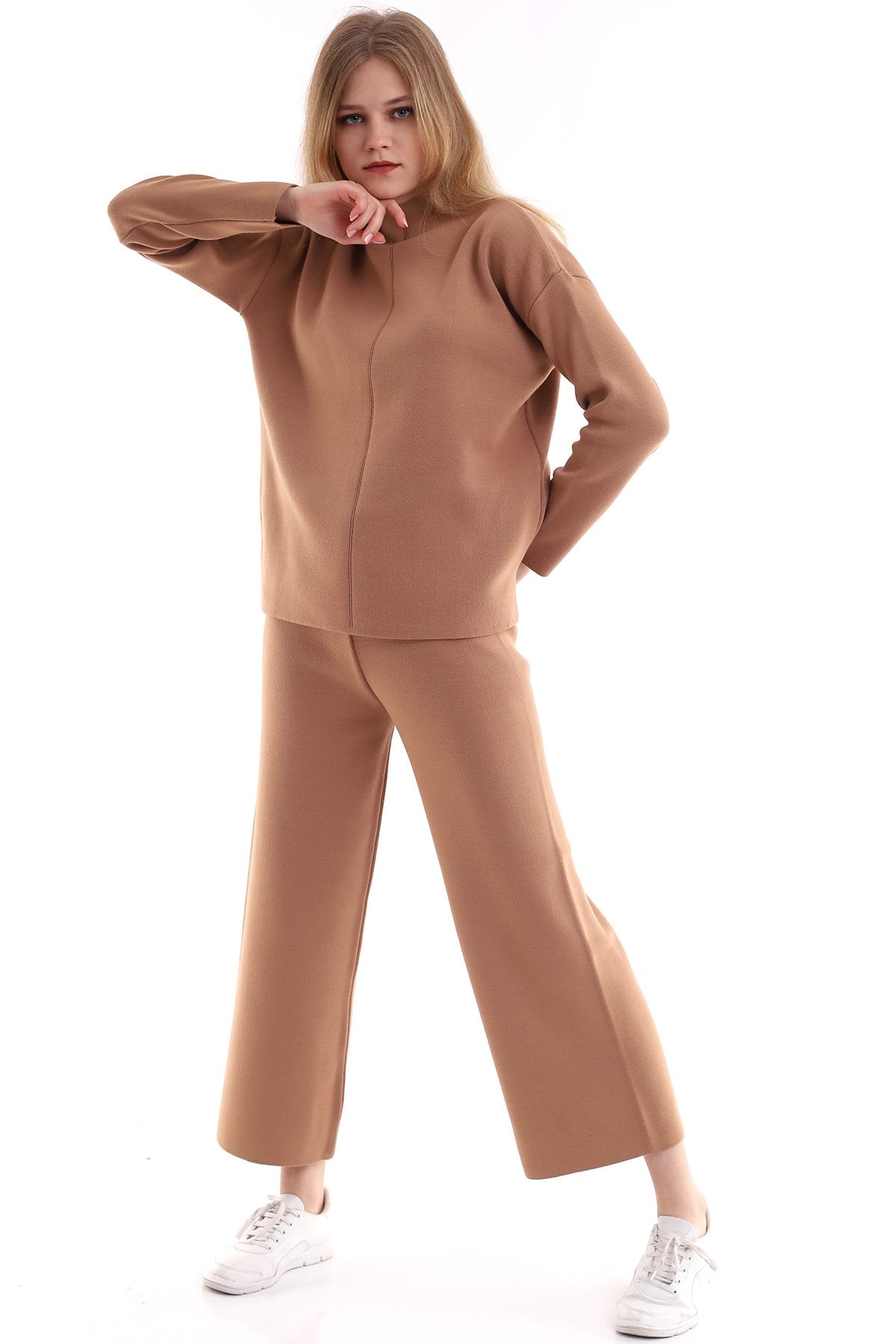 Matte-Custom, Loose and Comfortable Design, Soft Textured Sweater, Elastic Waist Trousers Knitwear Set 2