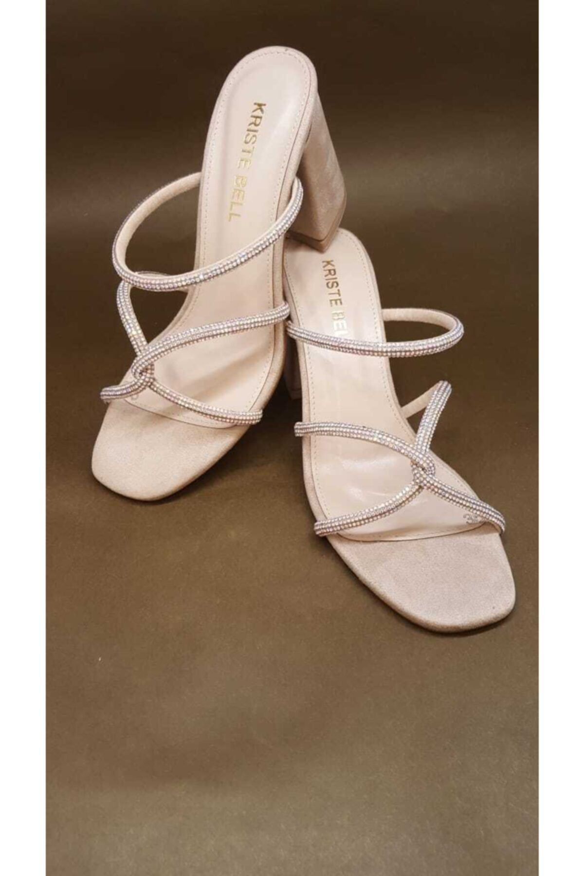 KRISTE BELL-Women's Beige Heeled Slippers 4