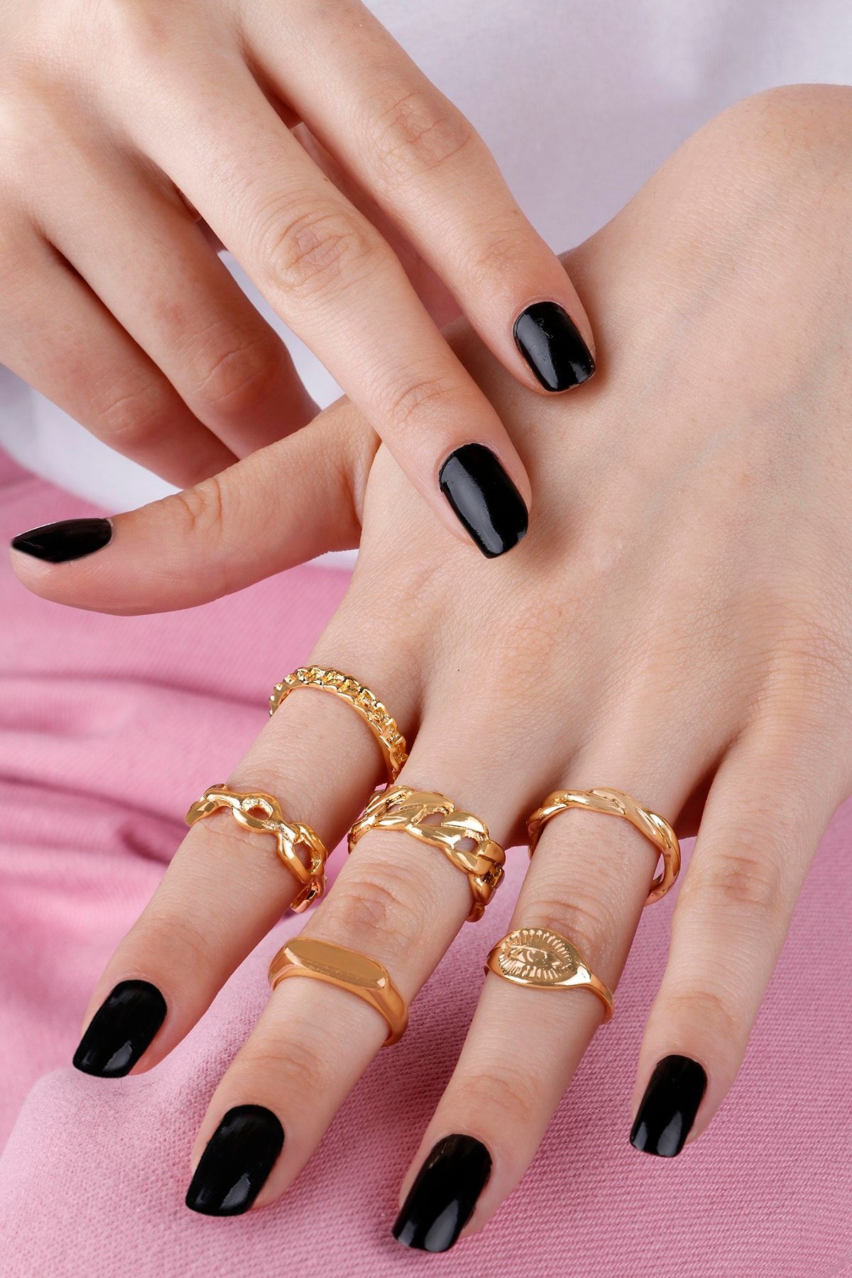 New Women Gold Metal 4 Fingers Rings Set Fashion Jewelry BOSS Charm Sized  Bands | eBay