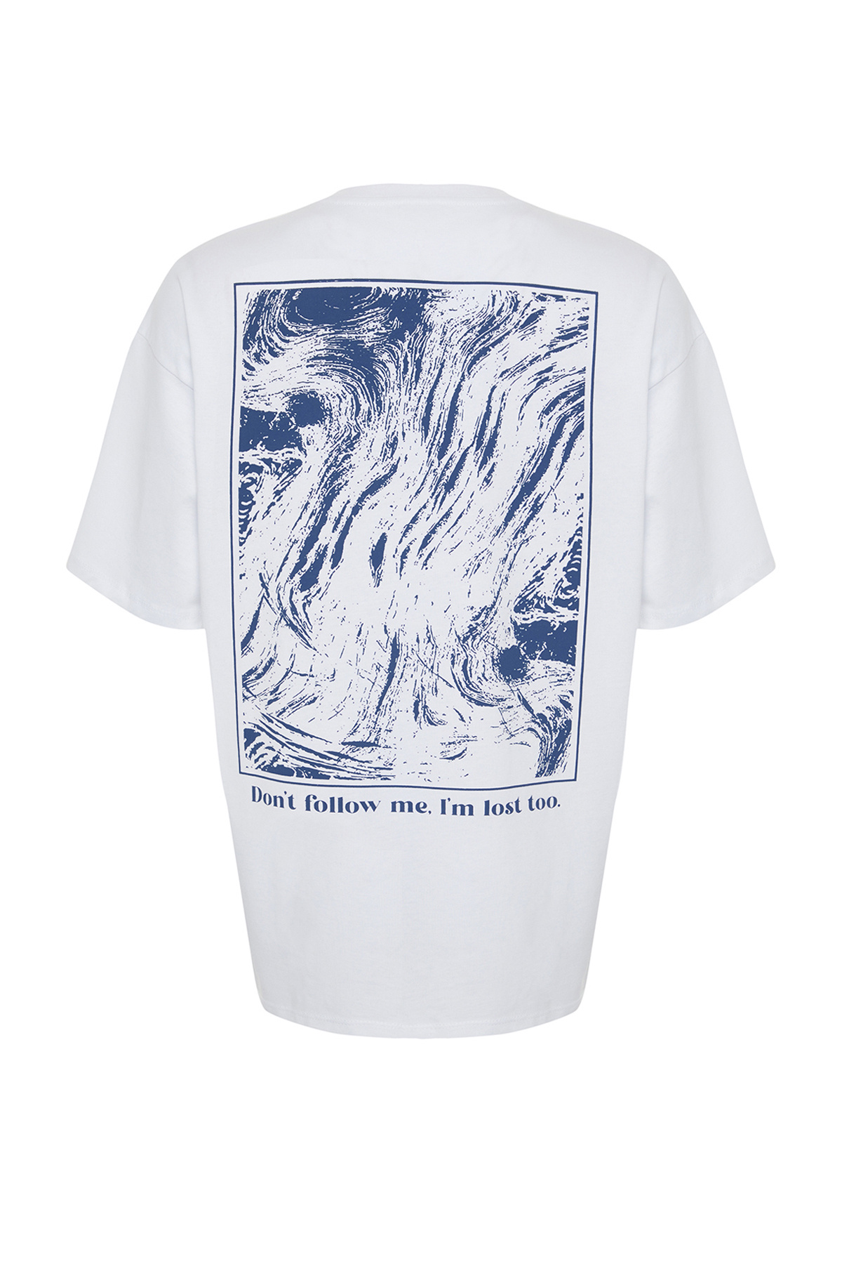 Trendyolmilla  Beyaz %100 Pamuk Sırt ve Ön Baskılı Oversize/Rahat Kesim Örme T-Shirt TWOSS24TS00234 - Görsel 8