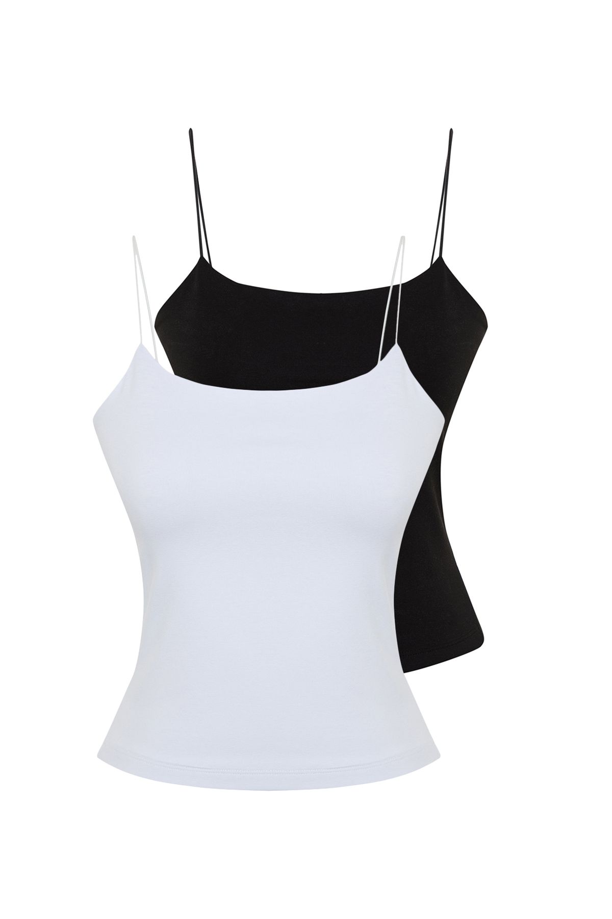 Trendyol Collection-Černo-bílé elastické pletené tílko - 2 balení TWOSS24AL00048 7