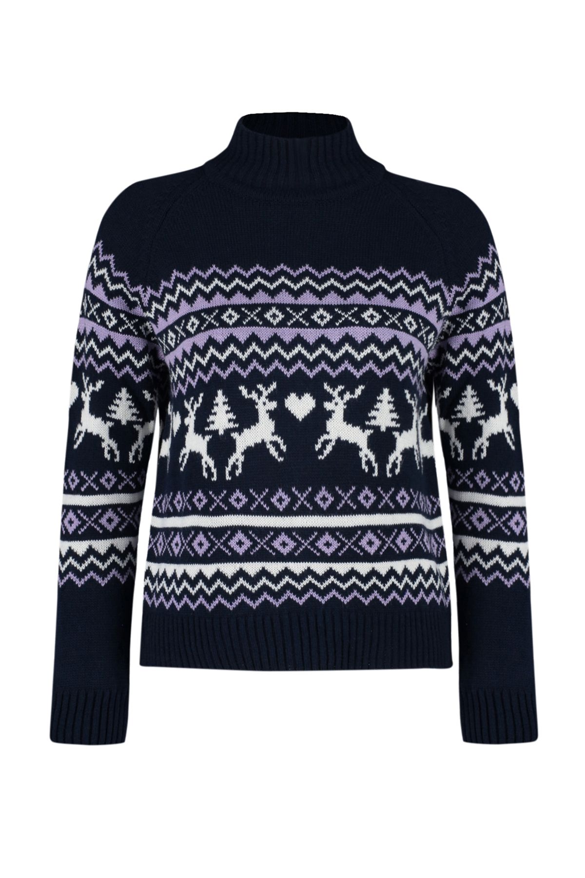 Trendyol Collection-Pulover din tricotaje cu modele cu tema de Crăciun bleumarin TWOAW23KZ01590 7