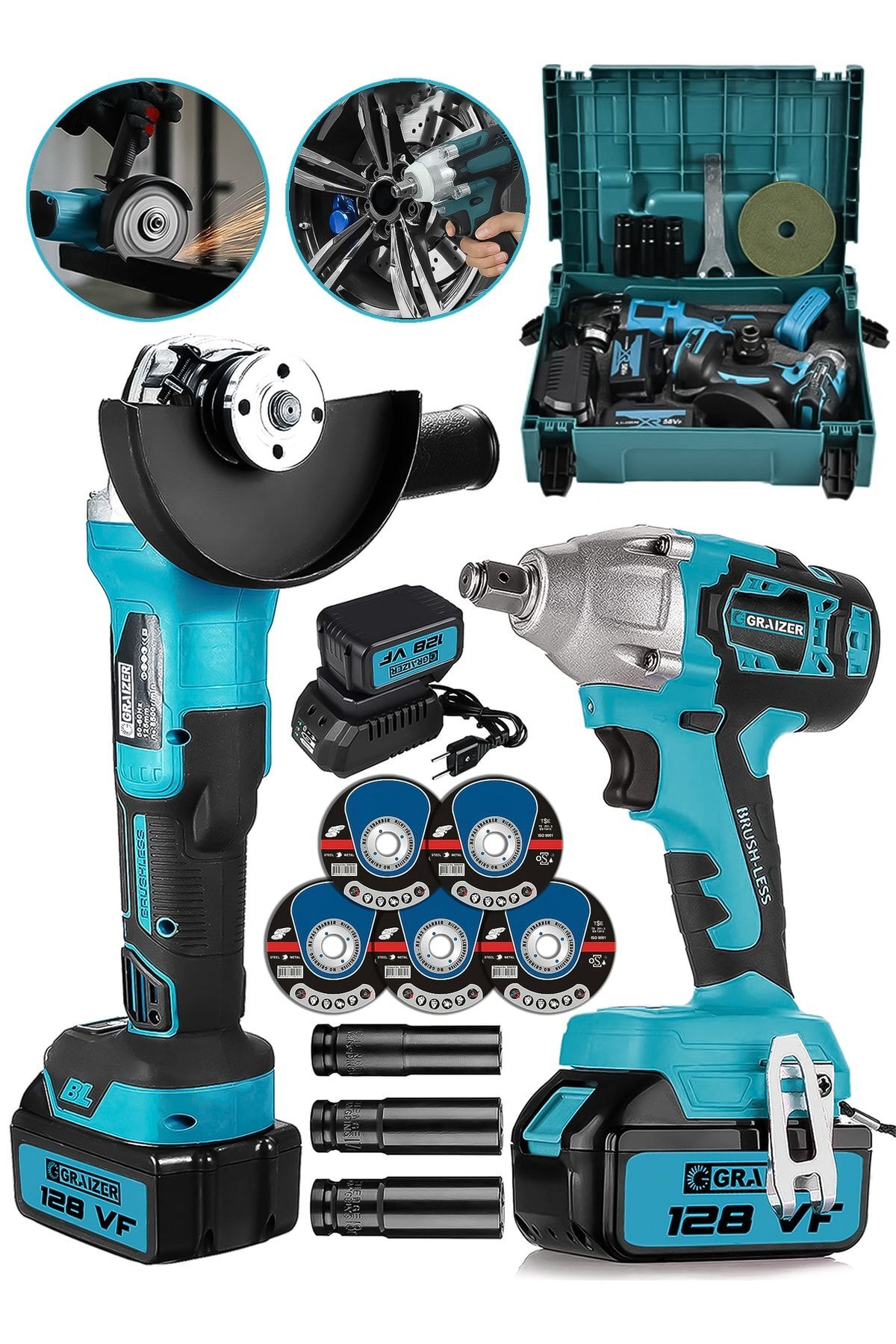 Graizer Alman 128 V Profesyonel 2'li Çelik Şanzuman Set Somun