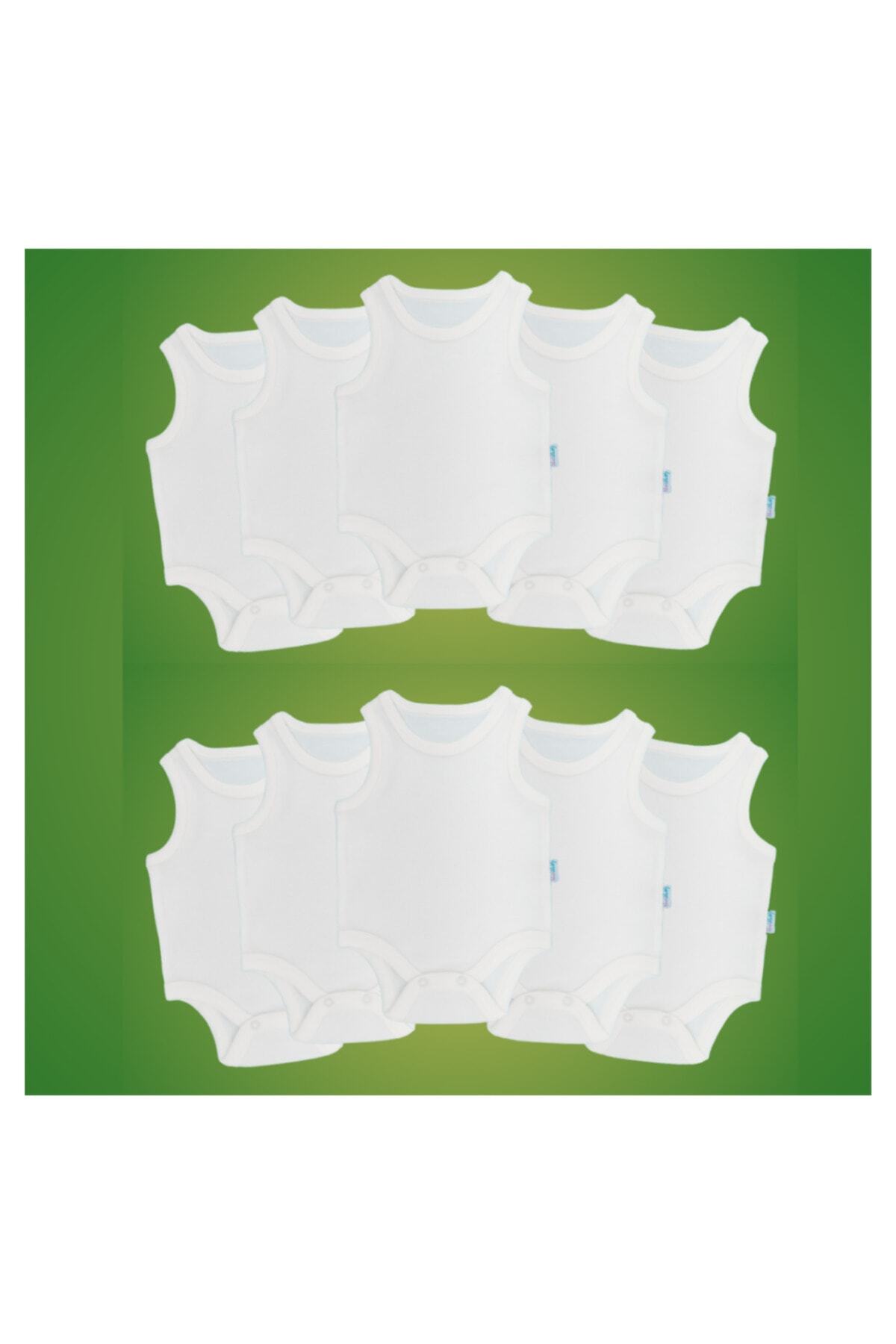 10 Pack Ribbed Baby Undershirt Bodysuit with Report Snaps White 100% Cotton - Ribana Baby Body