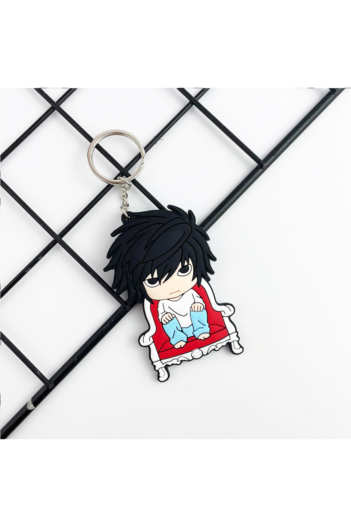POPULUS-Death Note Anime Patterned L Silicone Keychain 1