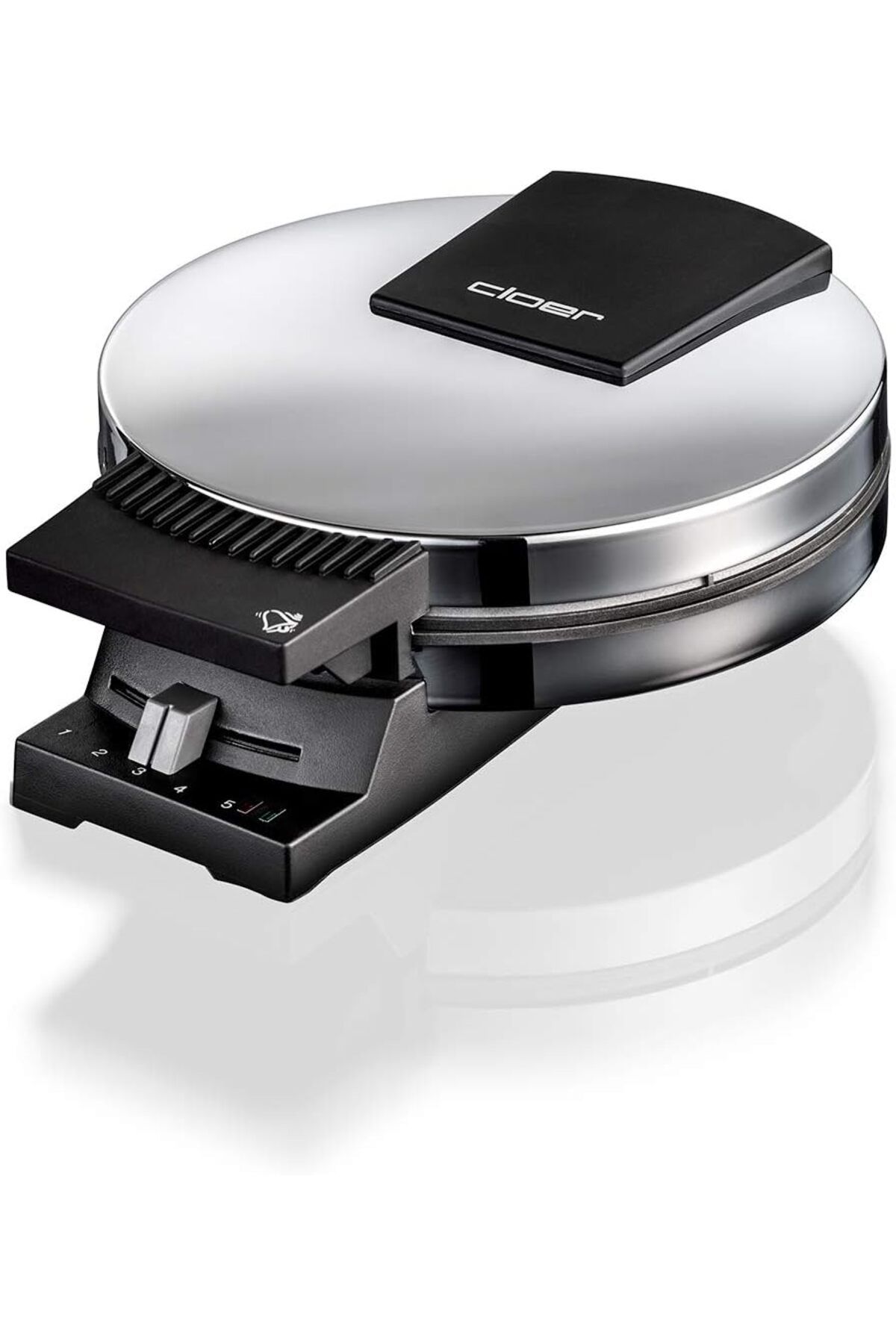 Cloer Kornet Waffle Doğu Frizya Arması, 800 W, Pişirme Yüzeyi 15 cm Çap 5 Kızarma Seviyesi, Krom