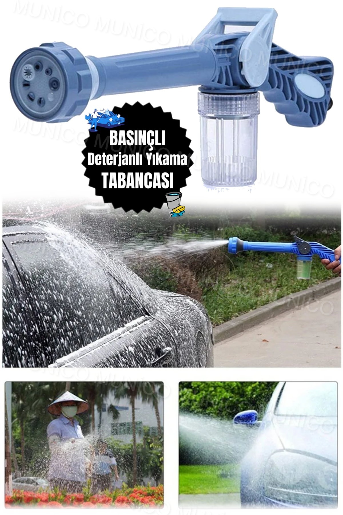 8 Function Apparatus Pressure Car & Garden Washing Everywhere Water & Foam Ejection Gun