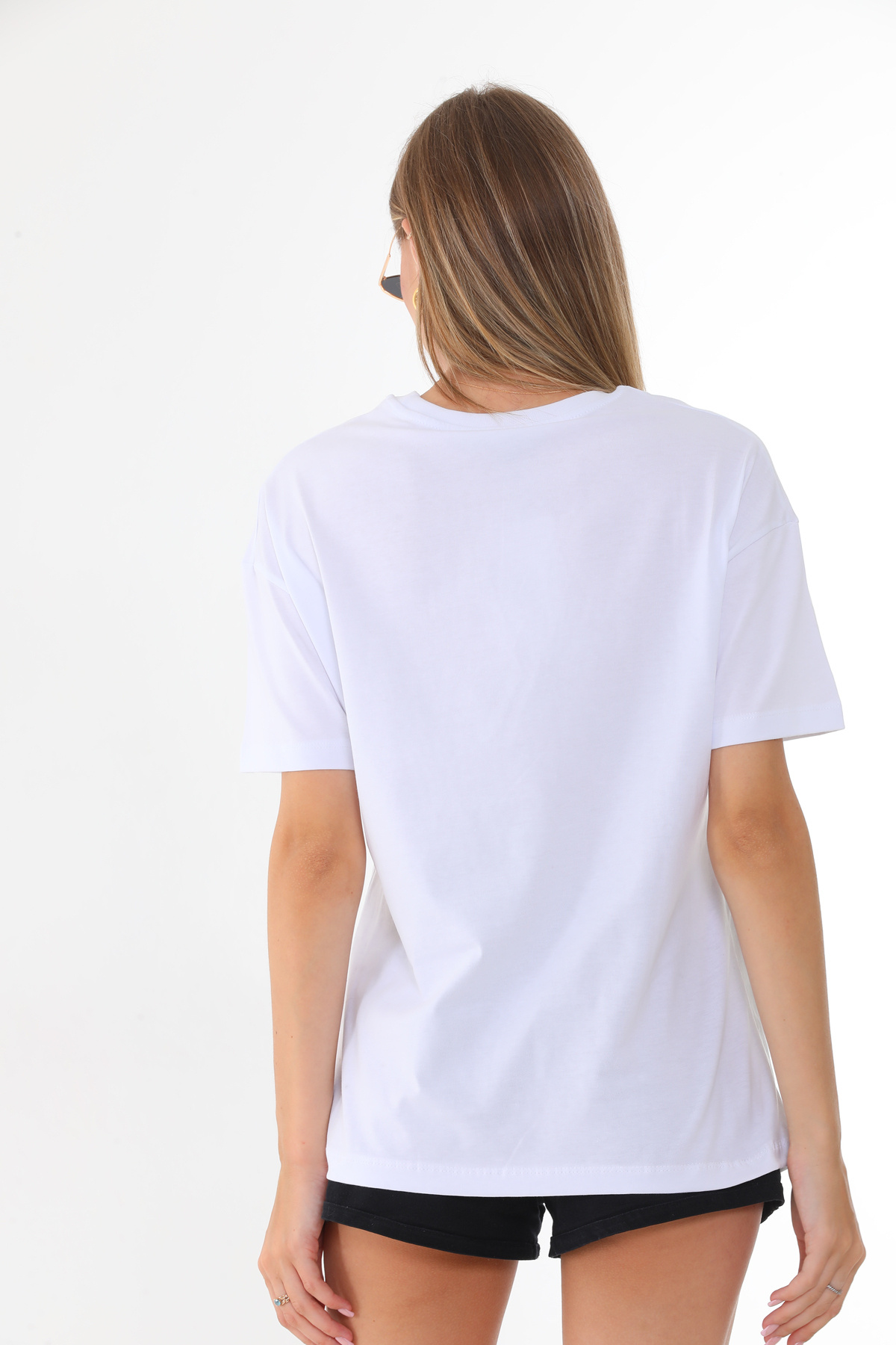 Batı Styling  Bisiklet Yaka Baskılı Kadın T-Shirt - Görsel 7