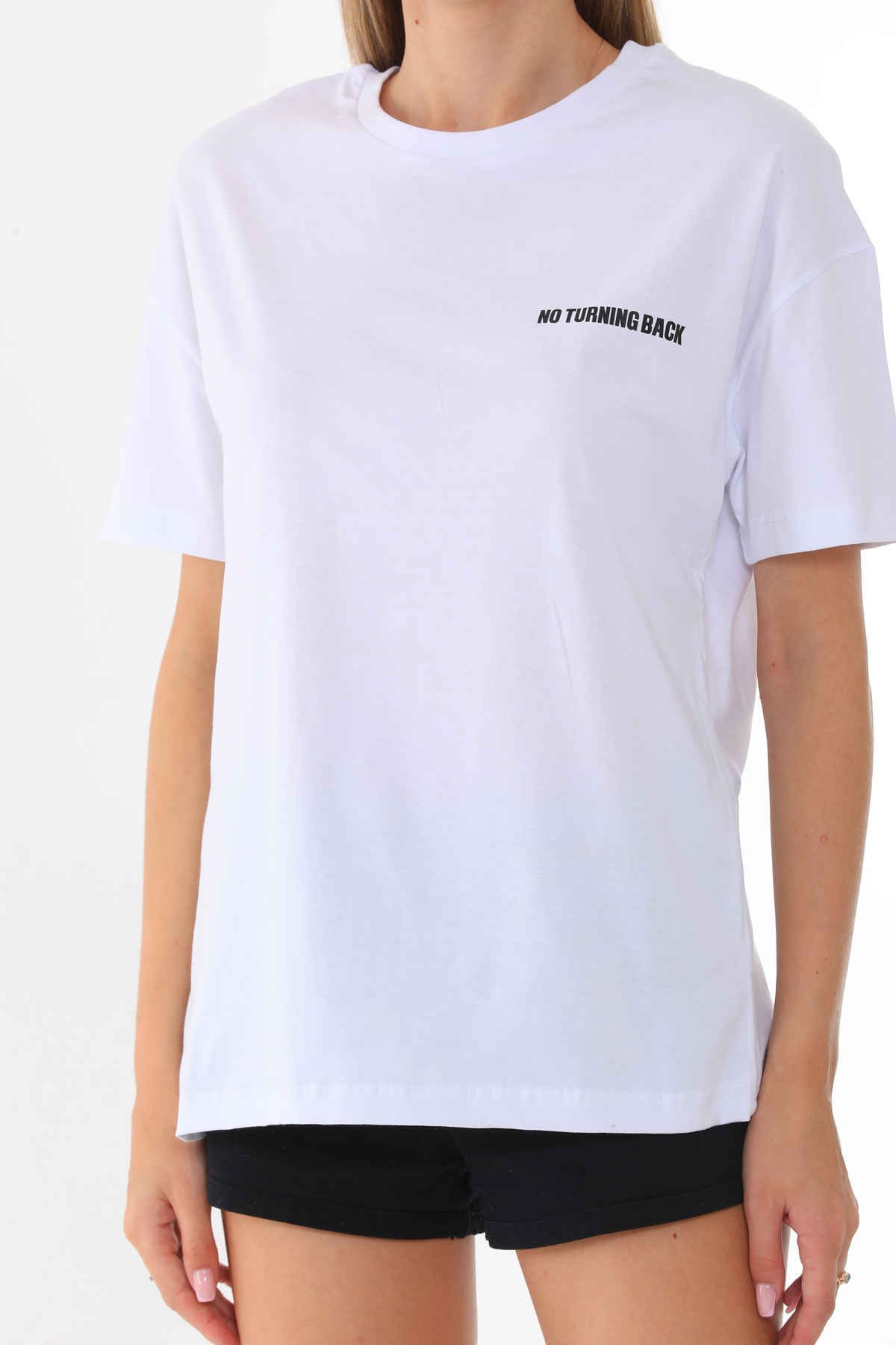 Batı Styling  Bisiklet Yaka Baskılı Kadın T-Shirt - Görsel 2